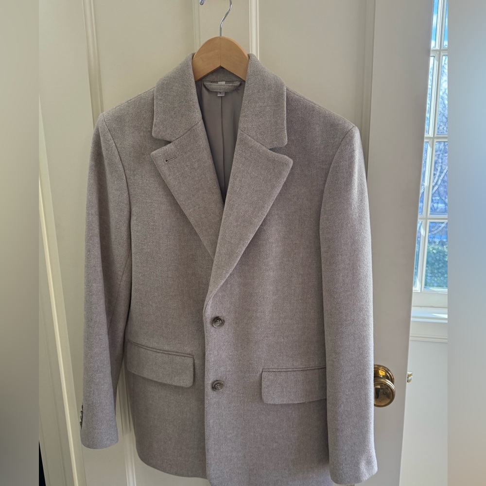 Elegant Greige Wool Blazer, fully lined